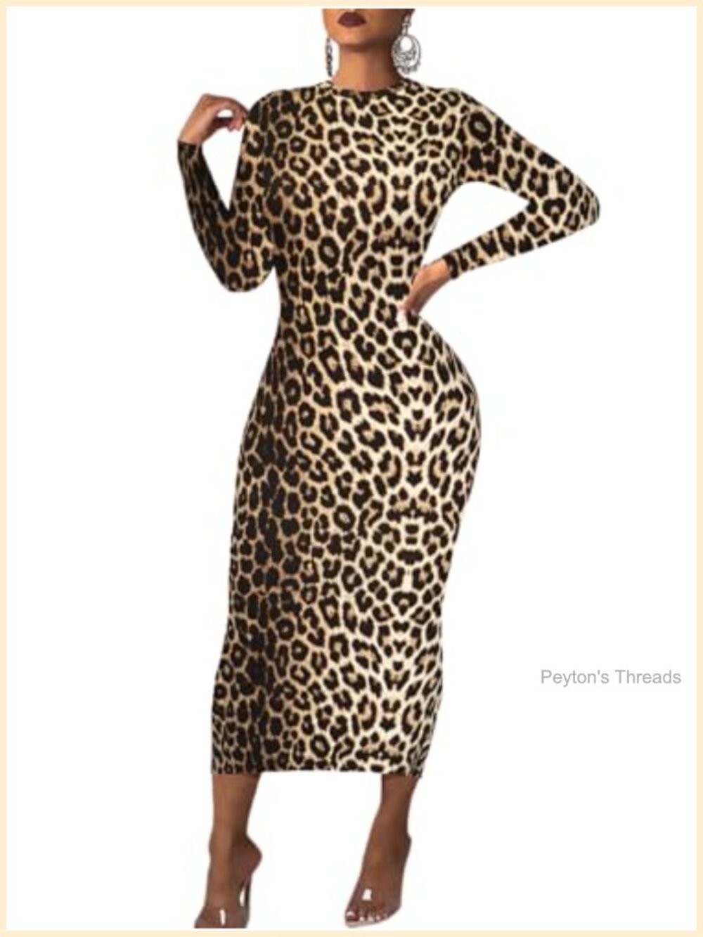 Long Sleeve Bodycon Midi Dress Fitted Club Party Fall Casual
